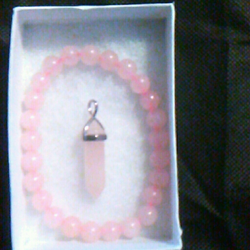 Rose Quartz Bracelet & Pendulum